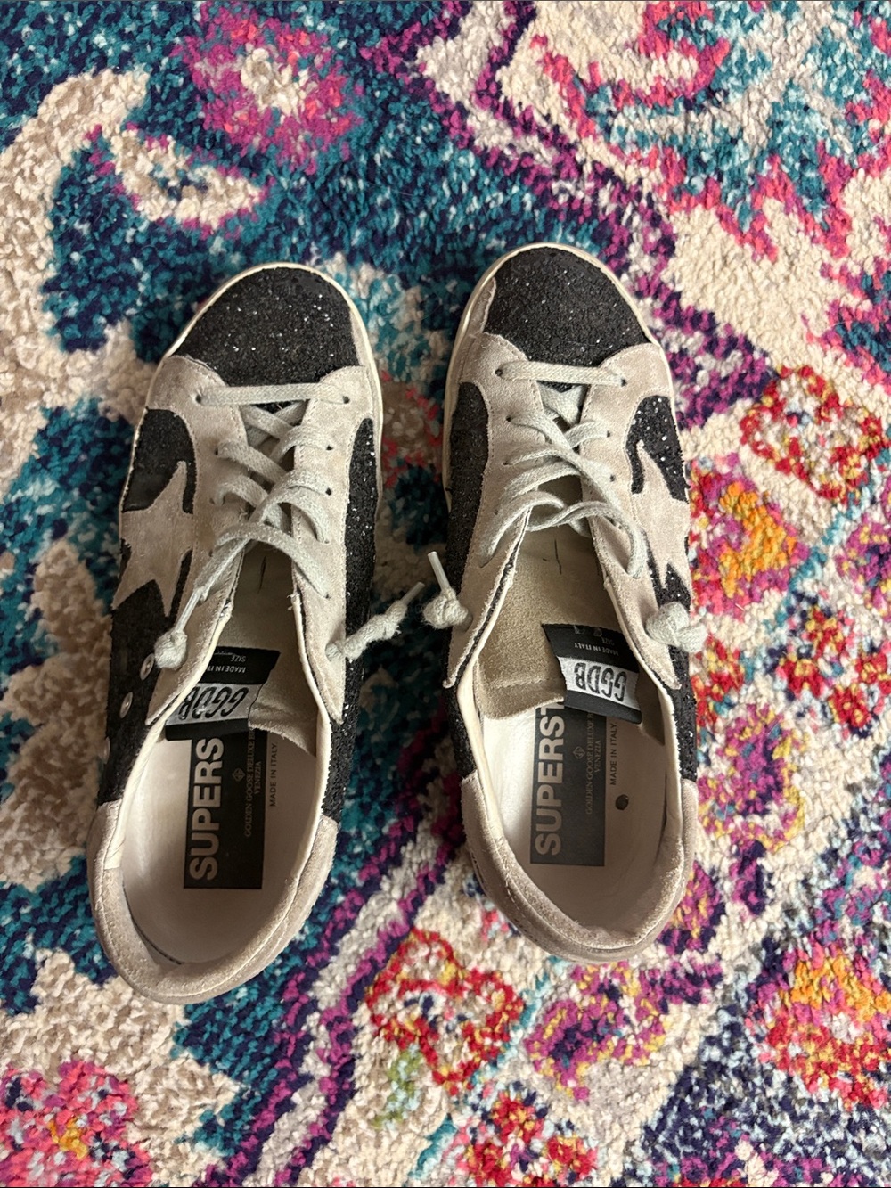 Golden Goose black glitter superstar sneakers